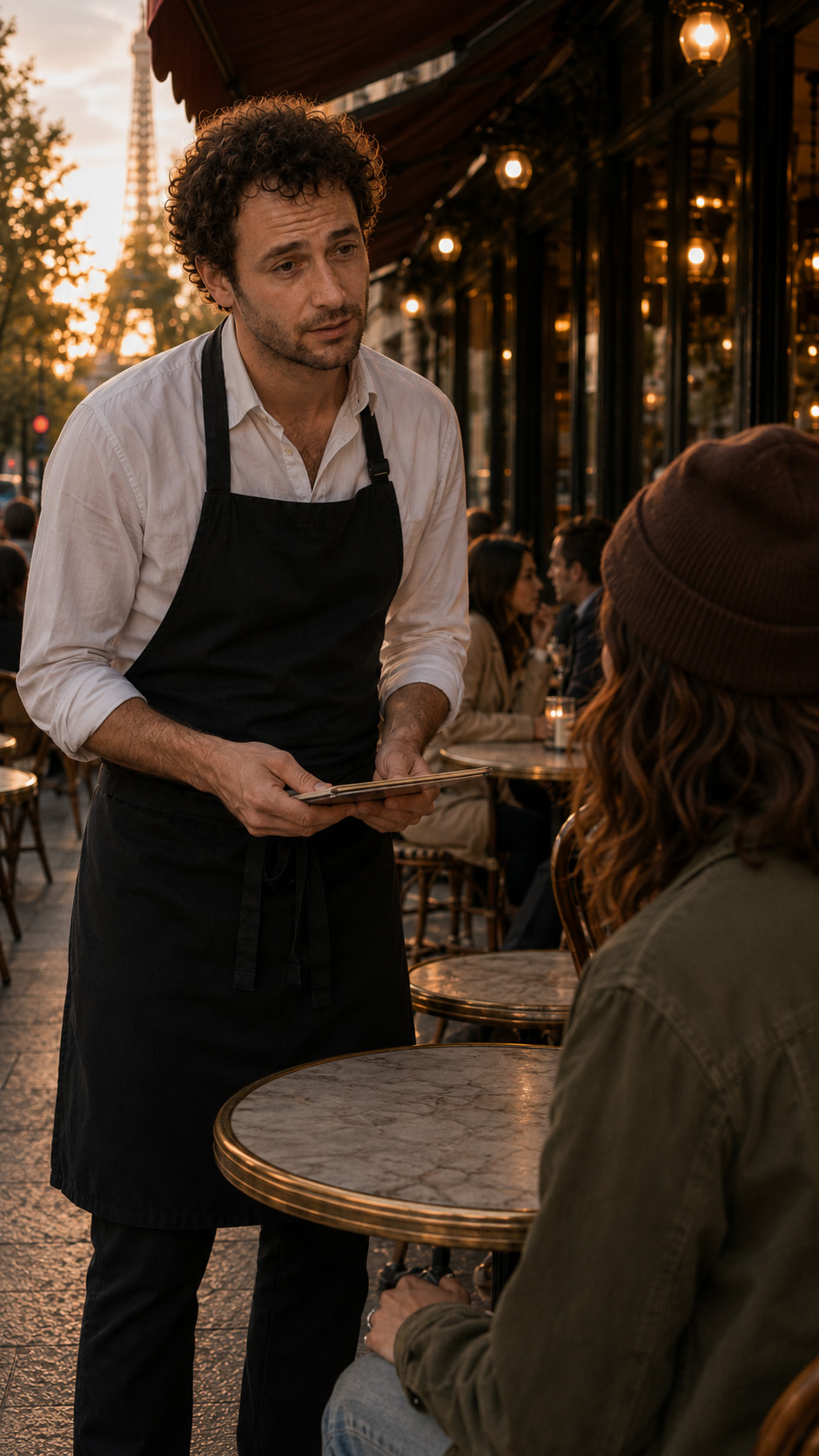 Male character at Paris café